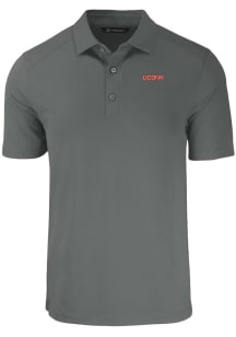 Cutter and Buck UConn Huskies Mens Grey Wordmark Forge Recycled Short Sleeve Polo