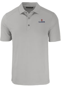 Cutter and Buck Illinois Fighting Illini Mens Grey Forge Short Sleeve Polo