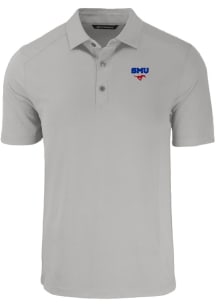 Cutter and Buck SMU Mustangs Mens Grey Forge Short Sleeve Polo