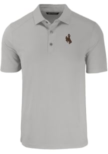 Cutter and Buck Wyoming Cowboys Mens Grey Forge Short Sleeve Polo