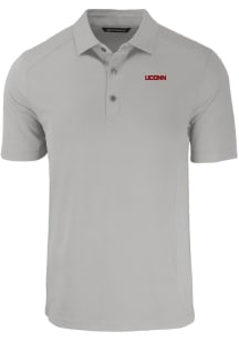 Cutter and Buck UConn Huskies Mens Grey Wordmark Forge Recycled Short Sleeve Polo
