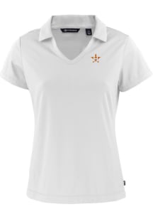 Cutter and Buck Houston Astros Womens White Daybreak V Neck Short Sleeve Polo Shirt