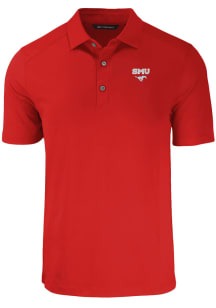 Cutter and Buck SMU Mustangs Mens Red Forge Short Sleeve Polo