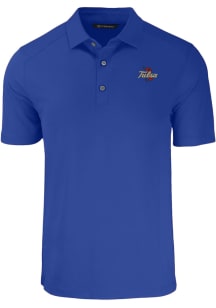 Cutter and Buck Tulsa Golden Hurricane Mens Blue Forge Short Sleeve Polo