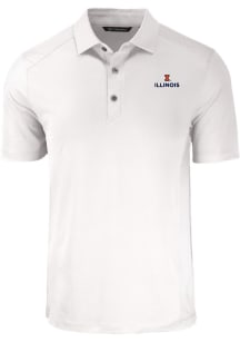 Cutter and Buck Illinois Fighting Illini Mens White Forge Short Sleeve Polo