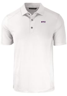 Cutter and Buck NYU Violets Mens White Forge Short Sleeve Polo