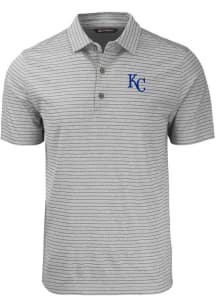Cutter and Buck Kansas City Royals Big and Tall Grey Forge Heather Stripe Big and Tall Golf Shir..