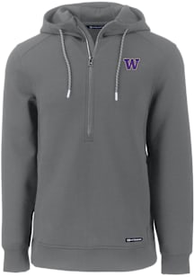 Cutter and Buck Washington Huskies Mens Grey Roam Long Sleeve Hoodie
