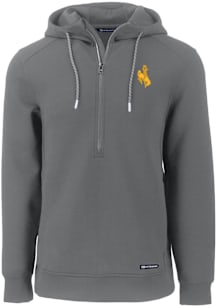 Cutter and Buck Wyoming Cowboys Mens Grey Roam Long Sleeve Hoodie