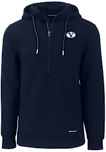 Cutter and Buck BYU Cougars Mens Navy Blue Roam Long Sleeve Hoodie