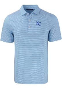 Cutter and Buck Kansas City Royals Mens Light Blue Forge Double Stripe Short Sleeve Polo