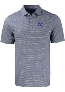 Cutter and Buck Kansas City Royals Mens Navy Blue Forge Double Stripe Short Sleeve Polo