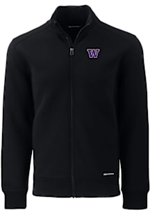 Mens Washington Huskies Black Cutter and Buck Roam Light Weight Jacket