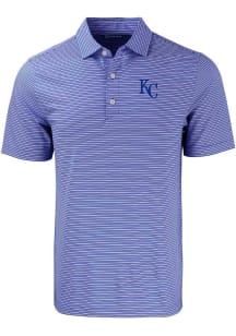 Cutter and Buck Kansas City Royals Mens Blue Forge Double Stripe Short Sleeve Polo