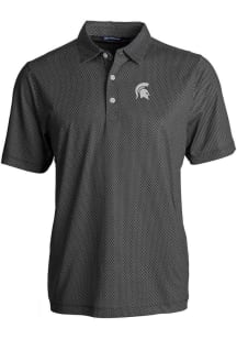 Cutter and Buck Michigan State Spartans Mens Black Pike Symmetry Short Sleeve Polo