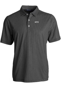 Cutter and Buck NYU Violets Mens Black Pike Symmetry Short Sleeve Polo
