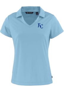 Cutter and Buck Kansas City Royals Womens Light Blue Daybreak V Neck Short Sleeve Polo Shirt