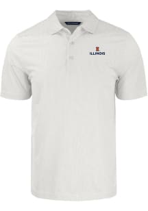 Cutter and Buck Illinois Fighting Illini Mens White Pike Symmetry Short Sleeve Polo
