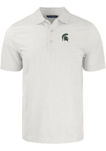 Cutter and Buck Michigan State Spartans Mens White Pike Symmetry Short Sleeve Polo