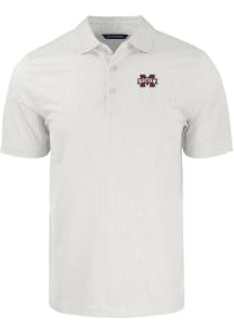 Cutter and Buck Mississippi State Bulldogs Mens White Pike Symmetry Short Sleeve Polo