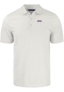 Cutter and Buck NYU Violets Mens White Pike Symmetry Short Sleeve Polo