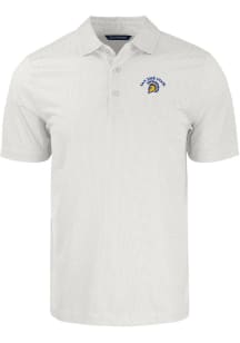 Cutter and Buck San Jose State Spartans Mens White Pike Symmetry Short Sleeve Polo