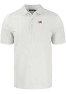 Cutter and Buck Michigan Wolverines Mens White Pike Symmetry Short Sleeve Polo