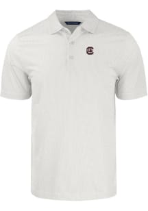 Cutter and Buck South Carolina Gamecocks Mens White Pike Symmetry Short Sleeve Polo