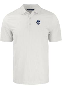 Cutter and Buck UConn Huskies Mens White Pike Symmetry Short Sleeve Polo