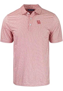 Cutter and Buck Houston Cougars Mens Red Pike Symmetry Short Sleeve Polo