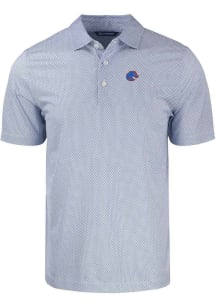 Cutter and Buck Boise State Broncos Mens Blue Pike Symmetry Short Sleeve Polo