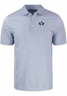 Cutter and Buck BYU Cougars Mens Blue Pike Symmetry Short Sleeve Polo