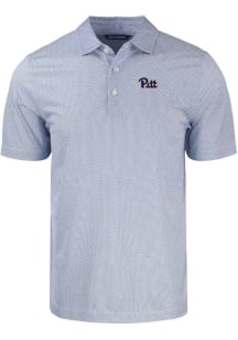 Cutter and Buck Pitt Panthers Mens Blue Pike Symmetry Short Sleeve Polo