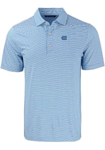 Cutter and Buck North Carolina Tar Heels Mens Light Blue Forge Double Stripe Short Sleeve Polo