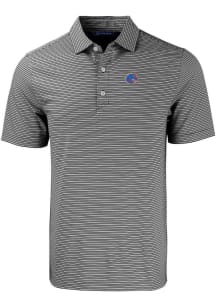 Cutter and Buck Boise State Broncos Mens Black Forge Double Stripe Short Sleeve Polo