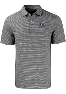 Cutter and Buck Creighton Bluejays Mens Black Forge Double Stripe Short Sleeve Polo