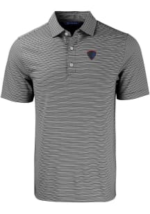 Cutter and Buck DePaul Blue Demons Mens Black Forge Double Stripe Short Sleeve Polo