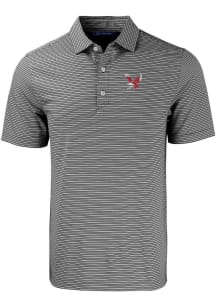 Cutter and Buck Eastern Washington Eagles Mens Black Forge Double Stripe Short Sleeve Polo