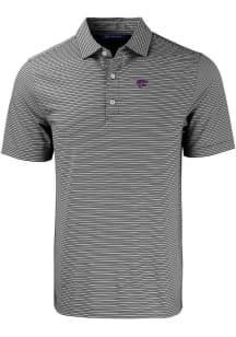 Cutter and Buck K-State Wildcats Mens Black Forge Double Stripe Short Sleeve Polo