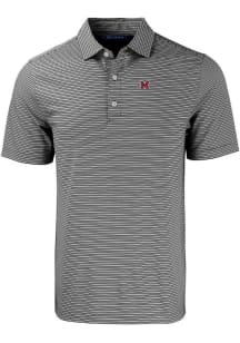 Cutter and Buck Miami RedHawks Mens Black Forge Double Stripe Short Sleeve Polo