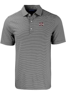Cutter and Buck Mississippi State Bulldogs Mens Black Forge Double Stripe Short Sleeve Polo