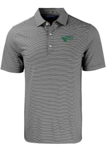 Cutter and Buck North Texas Mean Green Mens Black Forge Double Stripe Short Sleeve Polo