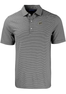 Cutter and Buck Purdue Boilermakers Mens Black Forge Double Stripe Short Sleeve Polo