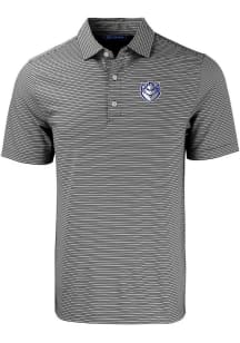 Cutter and Buck Saint Louis Billikens Mens Black Forge Double Stripe Short Sleeve Polo