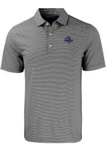 Cutter and Buck Tulsa Golden Hurricane Mens Black Forge Double Stripe Short Sleeve Polo