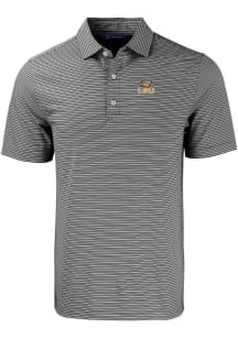 Cutter and Buck LSU Tigers Mens Black Forge Double Stripe Short Sleeve Polo