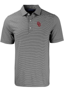 Cutter and Buck Oklahoma Sooners Mens Black Forge Double Stripe Short Sleeve Polo