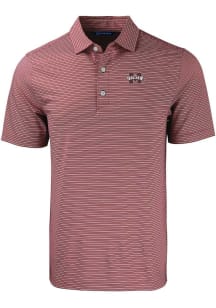 Cutter and Buck Mississippi State Bulldogs Mens Maroon Forge Double Stripe Short Sleeve Polo