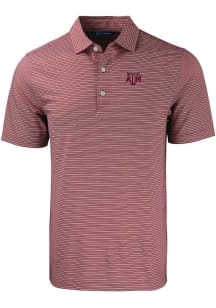 Cutter and Buck Texas A&amp;M Aggies Mens Maroon Forge Double Stripe Short Sleeve Polo