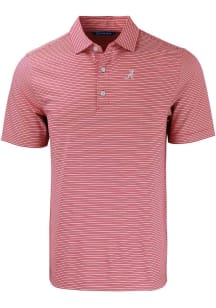 Cutter and Buck Alabama Crimson Tide Mens Red Forge Double Stripe Short Sleeve Polo